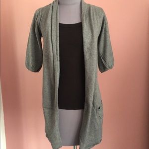 Long grey cardigan, 3/4 sleeves, size XS